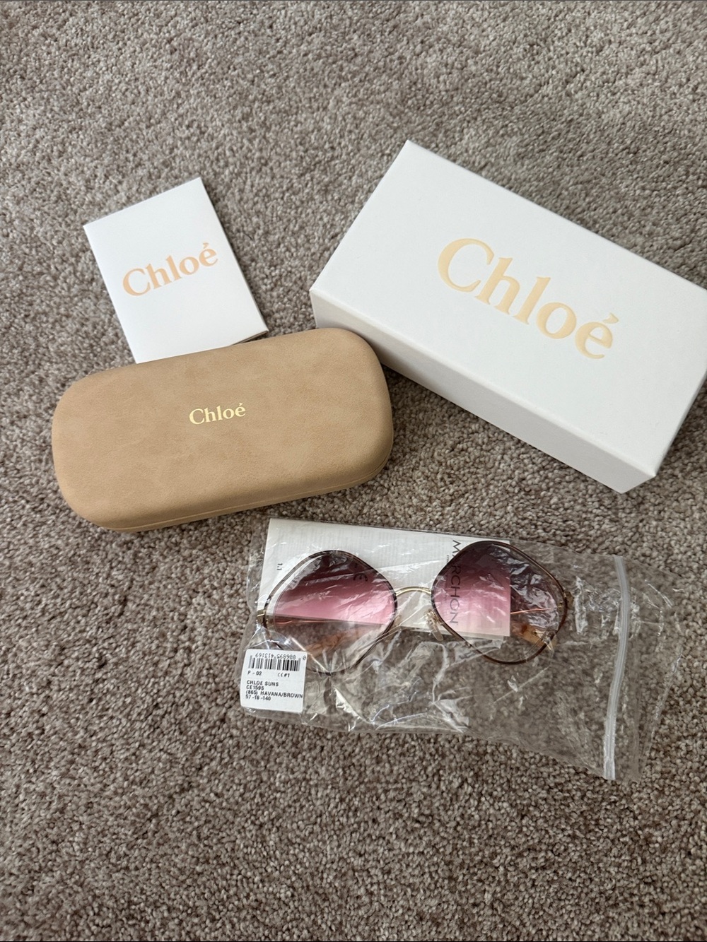 Chloé Round Pink Gradient Sunglasses with Branded Case